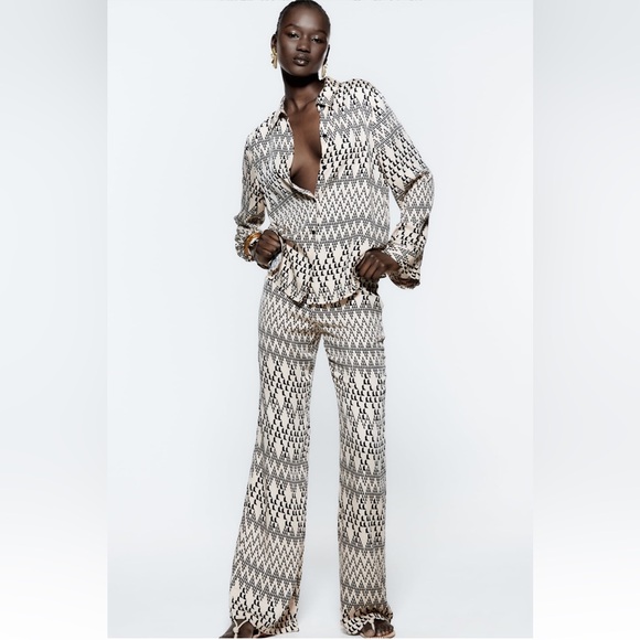 Zara Black and White Patterned Jumpsuit - Picture 1 of 9
